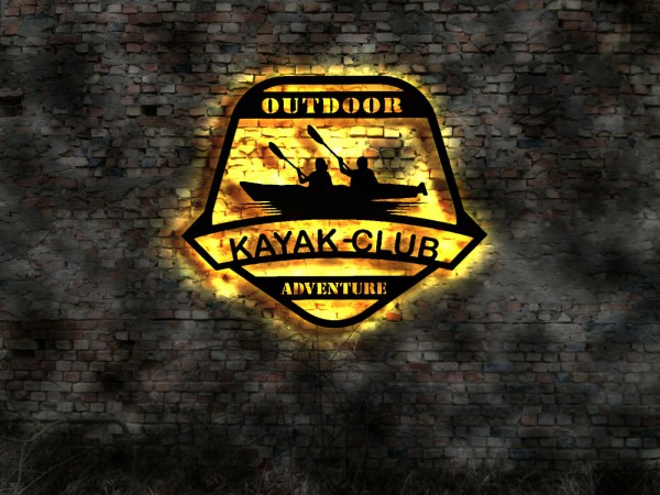 Kajak Club 3D LED Wandbild aus Holz
