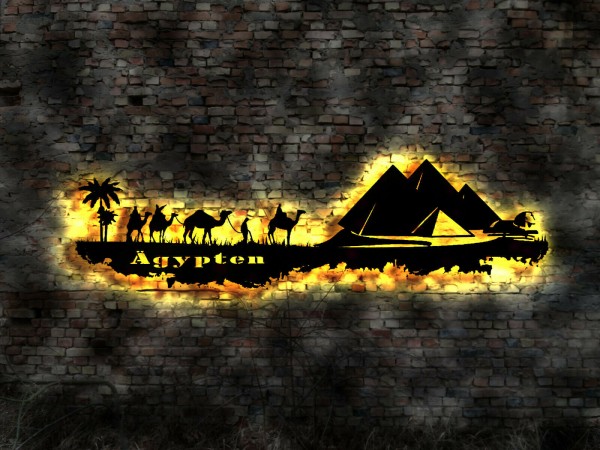 Ägypten Skyline 3D-Wandbild aus Holz mit LED Licht