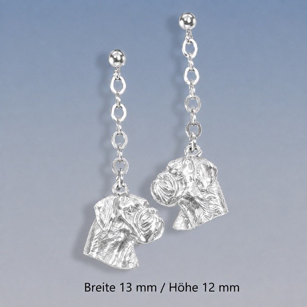 Hunde Boxerkopf Ohrstecker Silber