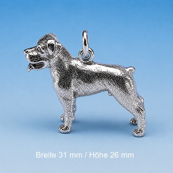 Anhänger Rottweiler mit kupierter Rute in Silber