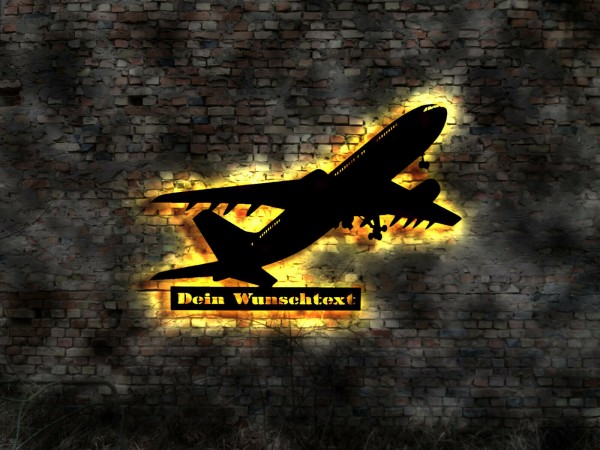 3D LED Wandbild Flugzeug Modellflugzeug mit Wunschtext