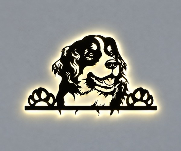 Wandbild mit Berner Sennenhund Holz LED