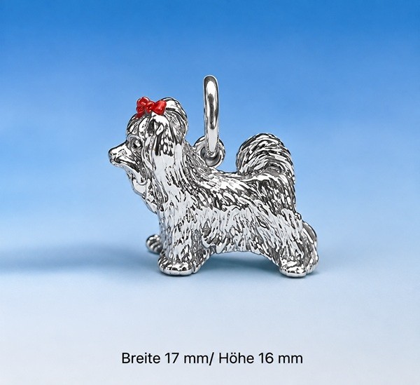 Malteser Anhänger mit roter Schleife Silber