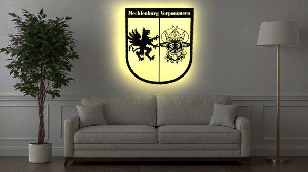 LED Wandbild Wappen Mecklenburg-Vorpommern aus Holz