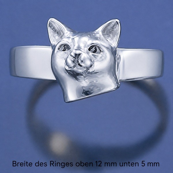 Ring mit Katzenkopf Silber