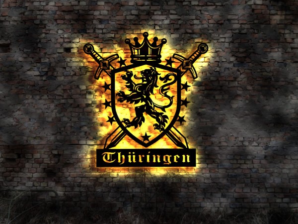 3D LED Wandbild Wappen Thüringen aus Holz