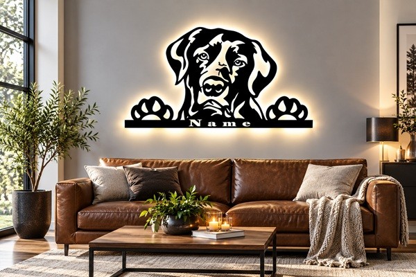 Labrador 3D LED Wandbild aus Holz