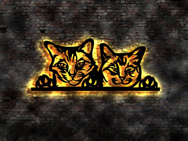 3D-Wandbild aus Holz mit LED Leuchte mit Ihrem Katzen Foto