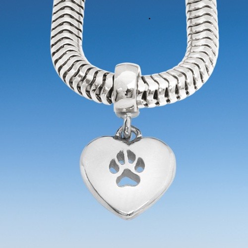 Armband mit eingehängtem Herz mit Hundepfote