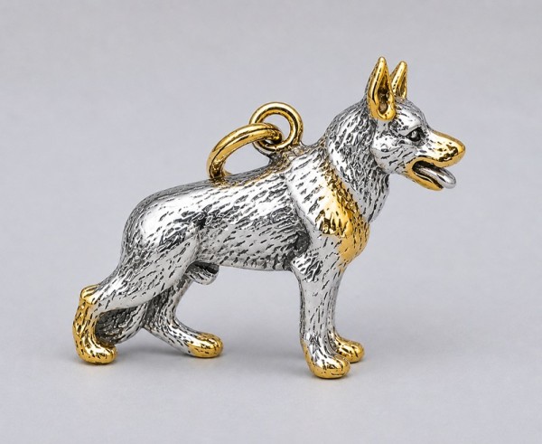 Anhänger Schäferhund Bicolor Silber Gold