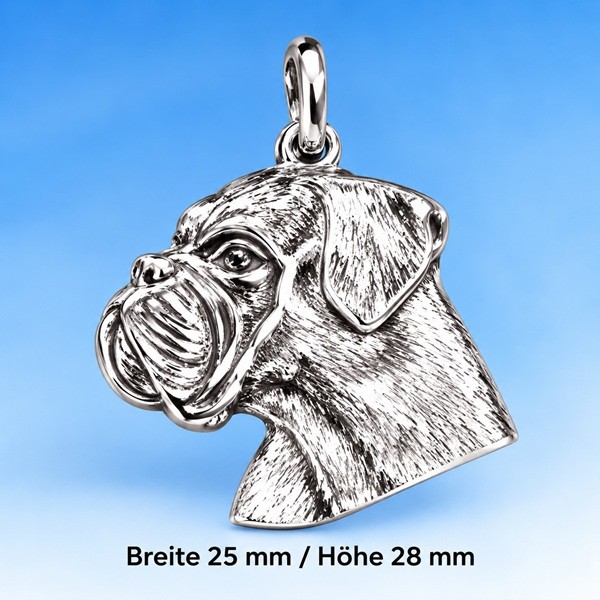 Hundekopf Boxer Schmuck Anhänger Silber