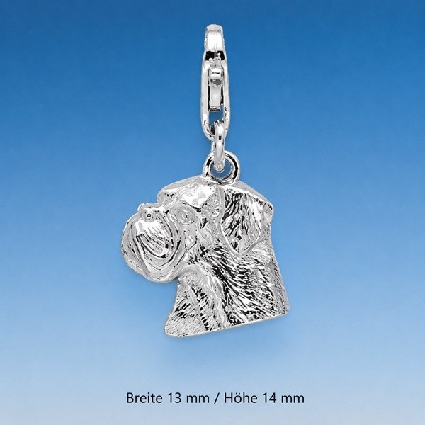 Charm Anhänger Hunde Boxerkopf Silber