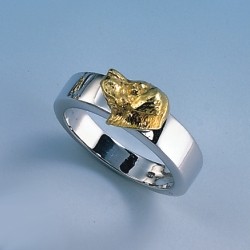 Ring mit Labrador-Kopf Silber und Gold