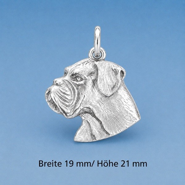 Boxer Anhänger Hundekopf Silber