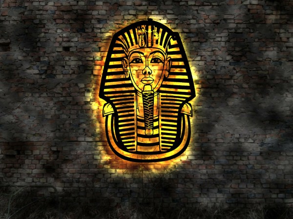 Pharao Tutanchamun 3D-Effekt Wandbild mit LED Licht hinterleuchtet