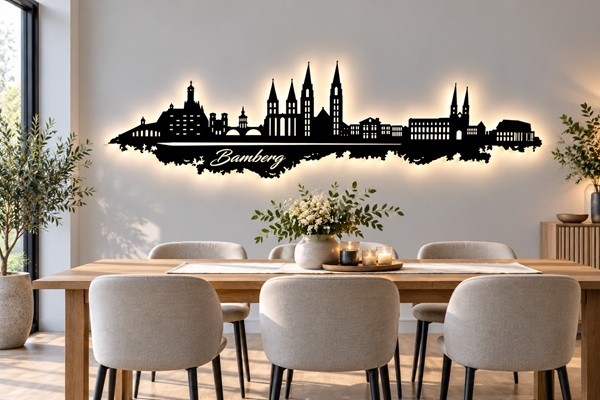 Bamberg Stadt 3D LED Holz Wandbild