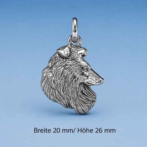 Anhänger Sheltie-Kopf flach Silber