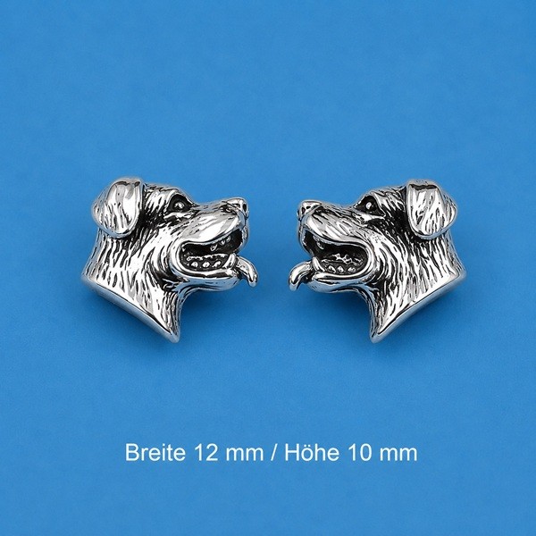 Ohrstecker Rottweiler-Kopf aus Silber