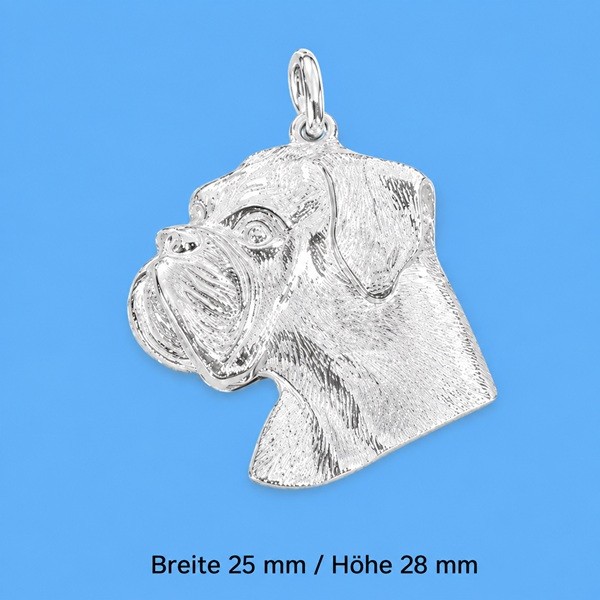 Boxer Hundekopf Anhänger Silber