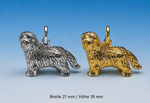 Anhänger Bearded Collie in Silber oder Gold