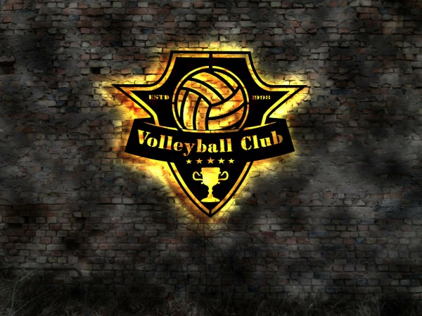 Volleyball Club 3D LED Wandbild aus Holz