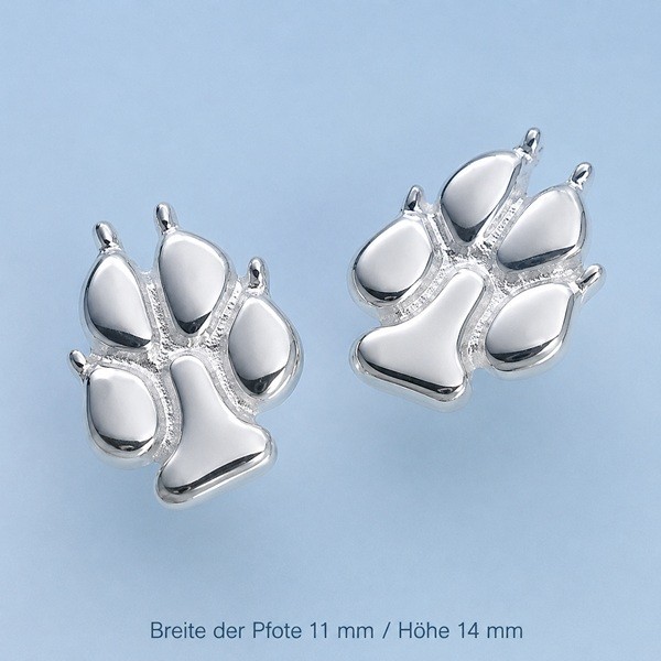 Ohrstecker Hundepfote - Paar Silber