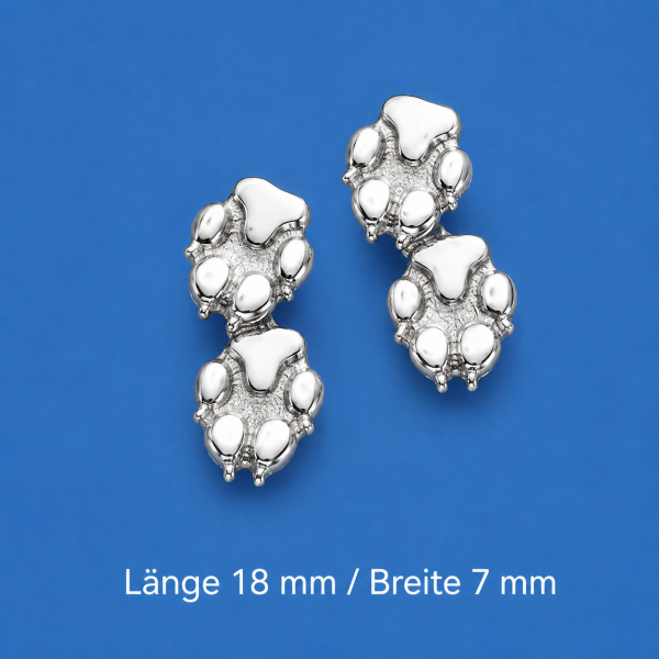 Ohrstecker zwei Hundepfoten Silber