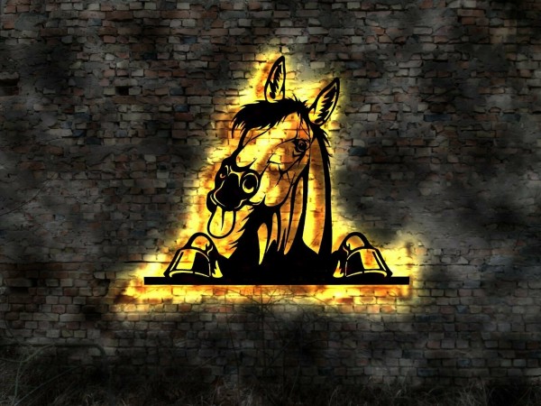 Pferd 3D-Wanddekoration mit LED beleuchtet