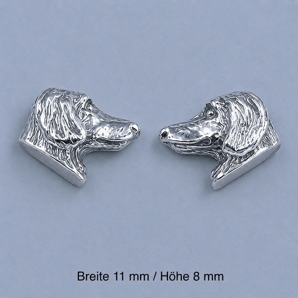 Dackel langhaar Ohrstecker - Paar Silber