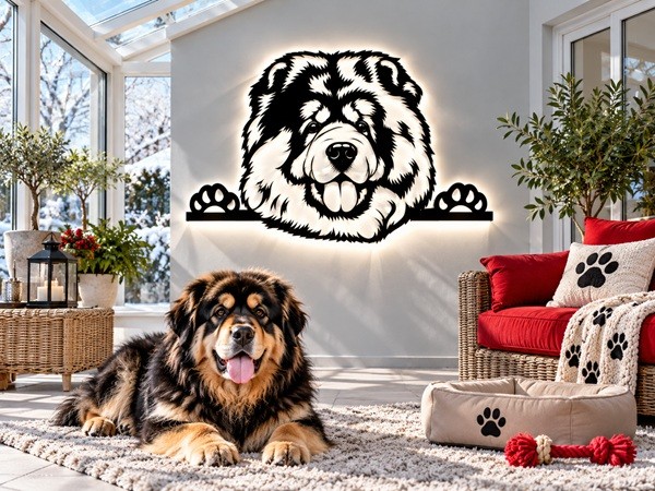 Chow Chow 3D Wanddekoration aus Holz
