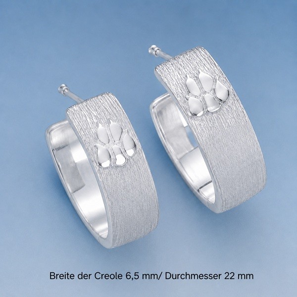Creolen mit drei Pfoten Silber - Paar